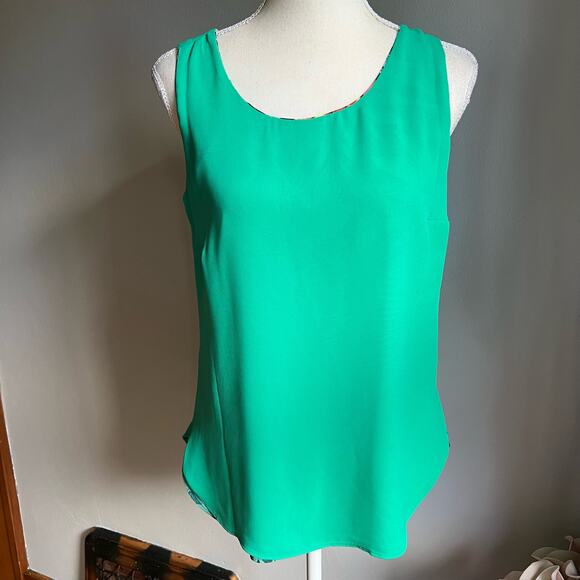 NWT Chico’s Reversible Tropical-To-Solid Tank Size 00 XS Blue Green Floral - Picture 8 of 8
